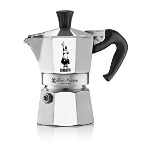 Bialetti Moka Express Aluminium Stovetop Coffee Maker (2 Cup), 8x11x11 cm, Silver