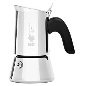 Bialetti - New Venus, stainless steel espresso coffee machine, suitable for all types of stoves, 2 cups (85 ml), aluminium, silver (Not induction safe)