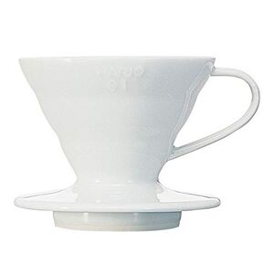 Hario V60 Ceramic Coffee Dripper V-Shaped Cone Coffee Dripper With Heat Retention, White, Size  01