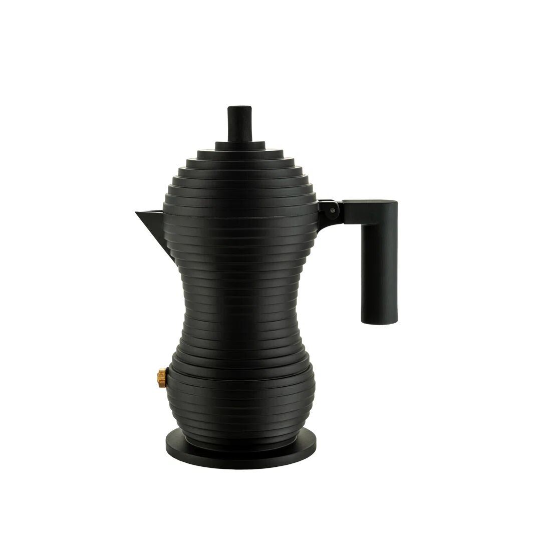 Alessi Pulcina Aluminium Casting Espresso Maker black/brown 16.5 H x 12.5 W x 7.2 D cm