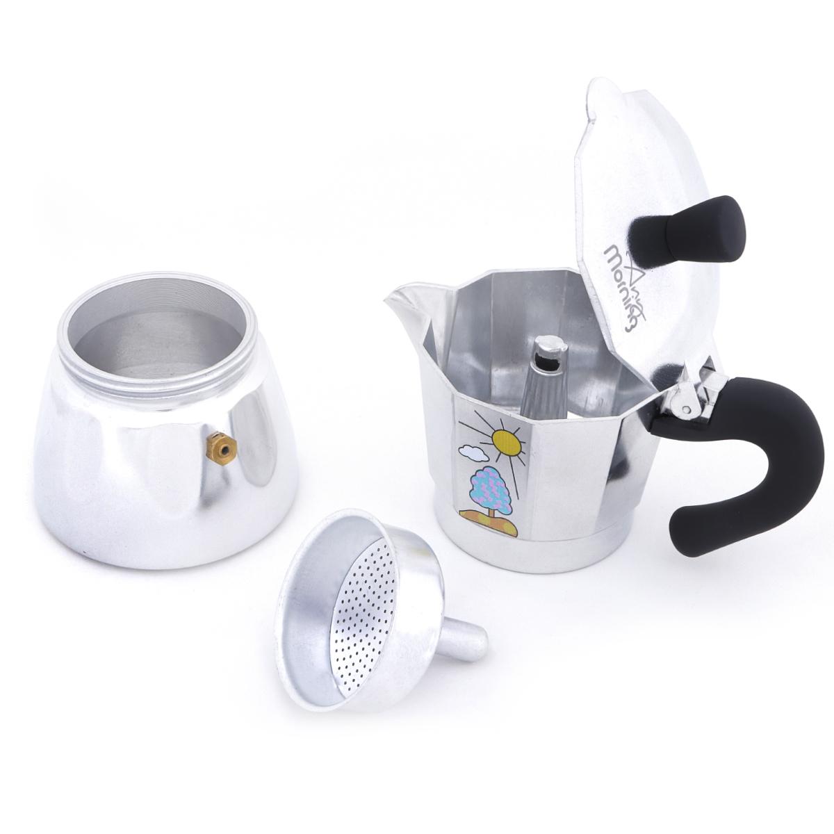 Any Morning Stovetop Espresso Maker, Moka Pot, Italian Coffee Maker, Coffee Percolator, Aluminum Moca Pots, 6 Cups Coffee Maker, 8 oz, 240 Ml, 6 Cup