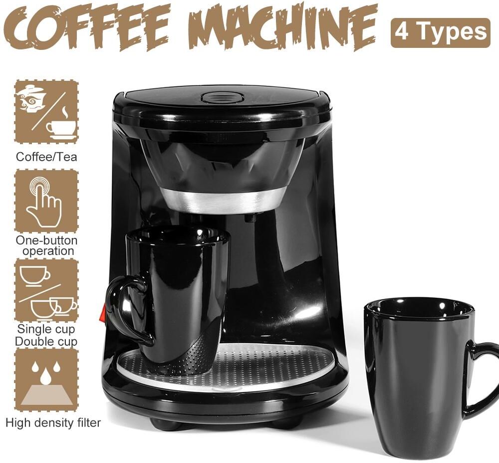 The Romantics 110V/220V 450W Household Electric Drip Coffee Maker Auto Dual Cup Coffee Machine Dual-use American Coffee Tea Machine