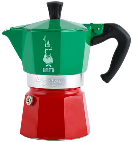 Bialetti Moka Express 6 Cup Espresso Maker Tricolore Italia