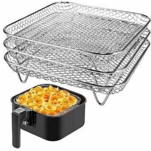 3 stk Air Fryer Rack Airfryer kurv rum Rustfrit stål - Square