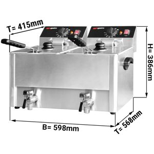 GGM GASTRO - Friteuse électrique double - 8+8 litres - 6,5 kW - avec robinet de vidange