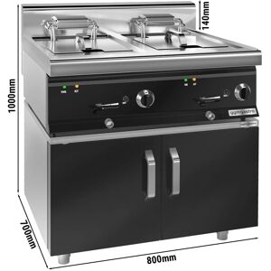 GGM GASTRO - Friteuse électrique double - 11,5+11,5 litres - 18 kW - incl. soubassement avec 2 portes Noir