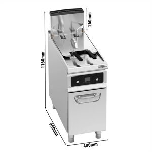 GGM GASTRO - Friteuse à gaz - 20 litres - 17,5 kW - avec élévation automatique du panier & Système de filtration d'huile