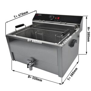 GGM Gastro - Friteuse electrique a poisson - 20,4 litres - 5 kW - avec robinet de vidange Argent