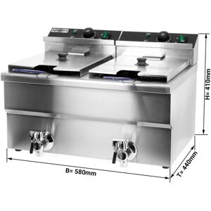 GGM Gastro - Friteuse electrique double - 8+8 litres - 6,5 kW - avec robinet de vidange Argent