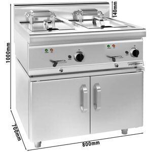 GGM Gastro - Friteuse electrique double - 10+10 litres - 18 kW - incl. soubassement avec 2 portes Argent