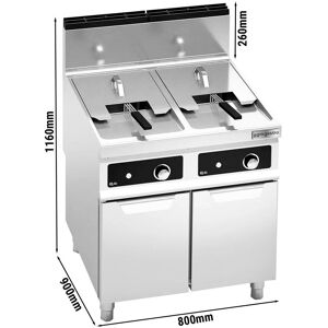 GGM Gastro - Friteuse double gaz - 18+18 litres - 28 kW - Commande electronique Argent