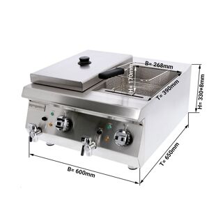 GGM Gastro - Double friteuse - 600mm - 8+8 litres - 9 kW - avec robinet de vidange Argent