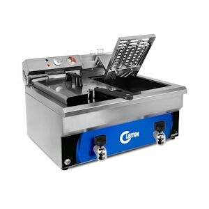 Cleiton® - Friteuse électrique 10+10 litres avec robinet et alimentation triphasée / Friteuses professionnel pour la restauration et chauffe rapide