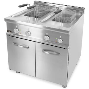 Chefook Friteuse Électrique Professionnelle Sur Meuble Capacité 13 + 13 Lt Profondeur 70 cm