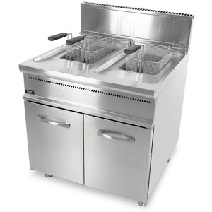 Chefook Friteuse À Gaz Professionnelle Sur Meuble Capacité 13 + 13 Lt Profondeur 70 cm