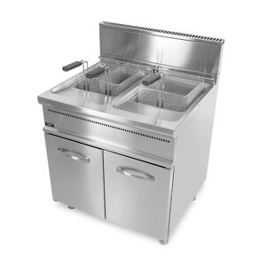 Chefook Friteuse À Gaz Professionnelle Sur Meuble Capacité 17 + 17 Lt Profondeur 70 cm