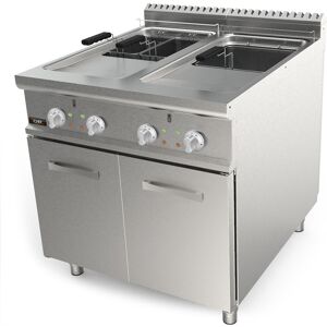 Chefook Friteuse Électrique Professionnelle Sur Meuble Capacité 17 + 17 Lt Profondeur 90 cm