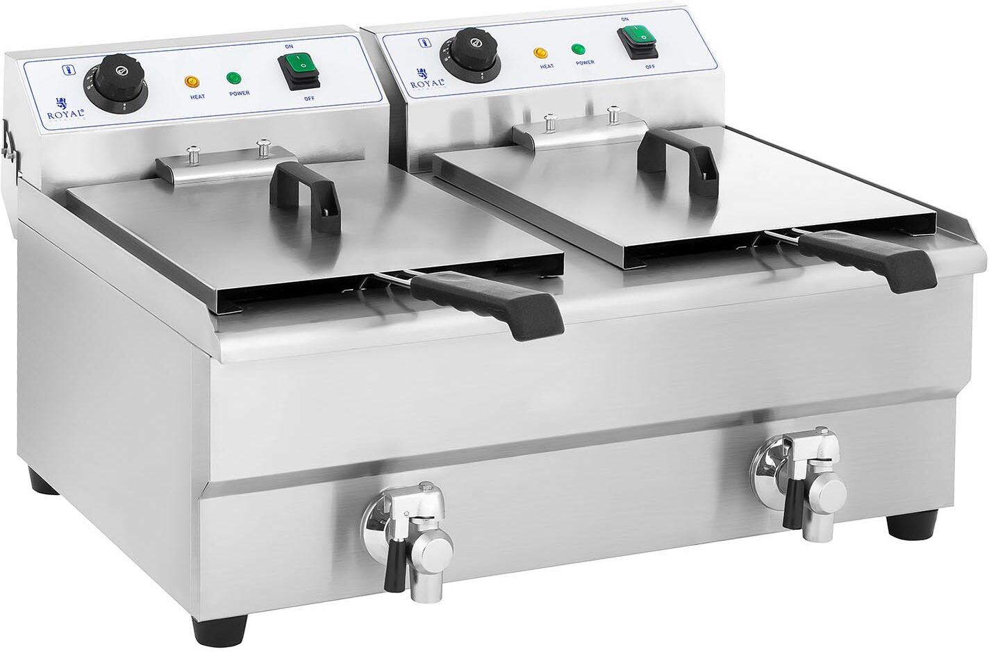 Royal Catering Double friteuse électrique - 2 x 16 litres avec robinet de vidange RCEF 16DH-1