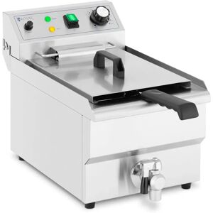 Royal Catering Friggitrice professionale elettrica da banco - 9 L - 3000 W - Rubinetto di scarico - Zona fredda RCPSF 9ETH