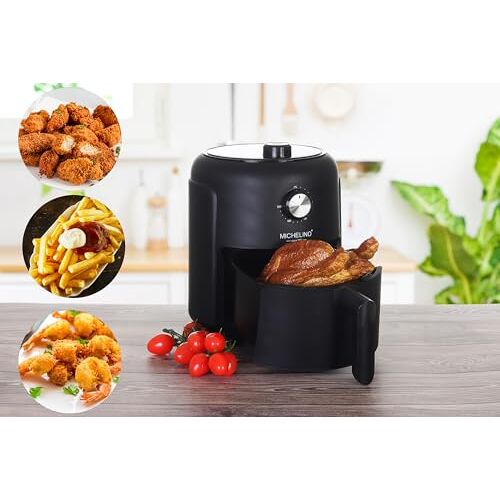 Posten Anker Heteluchtfriteuse, 2,0 liter, mini-friteuse, airfryers, heteluchtfriteuse, friteuse zonder vet, friteuse hete lucht voor frietjes, 1000 watt, hete lucht, 3D-circulatiesysteem