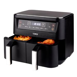 Tower T17097 Vortx 8L Dual Basket Air Fryer With 6 One-Touch Black