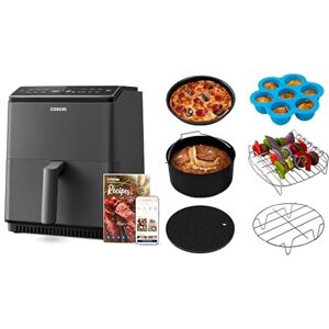 COSORI Smart Air Fryer Oven Dual Blaze 6.4L & Air Fryer Accessories Set, Fit All of Brands 5.5 L, Pack of 6 Including Cake Pan/Pizza Pan/Metal Holder/Multi-Purpose Rack with Skewers/Silicone Mat