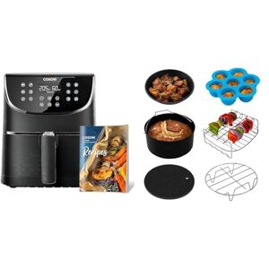 COSORI Air Fryer 5.5L Capacity,Oil Free, Energy and Time Saver with 11 Presets with 100 Recipes Cookbook,1700-Watt, CP158-AF & Air Fryer Accessories Set, Fit All of Brands 3.5L, 6 Pack