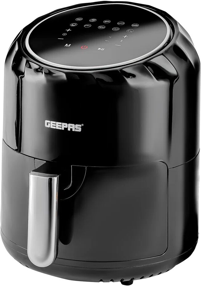 Geepas Vortex 3.5L Digital Air Fryer, 10-In-1 Air Fryer With Touchscreen, 60 Minutes Timer & Non-Stick Basket, Oil Free Fat Free Toaster Oven 1400W Bl black/gray 34.3 H x 28.4 W x 28.4 D cm