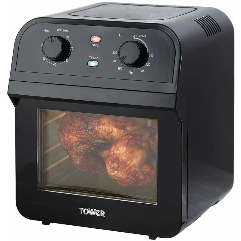 Tower - T17065 Manual Air Fryer Oven with Rapid Air Circulation and 10 Preset Cooking Options, 12 Litre, Black