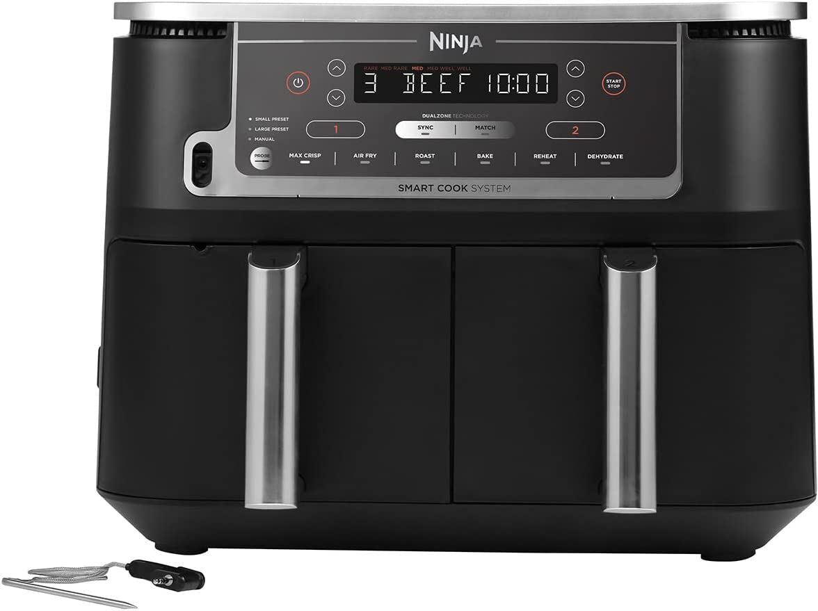 Ninja AF451UK Foodi MAX 9.5L Dual Zone Air Fryer With Smart Cook System and Probe