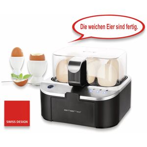 EMERIO Eierkocher EB-123177.1, 6 Eier, 400 Watt, Sprachausgabe, schwarz