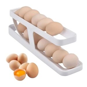 Perfect Egg Holder Æggebeholder til køleskab, ægdispenser, ægholder, ægopbevaring til 12-14 æg, dobbeltlag, køkkenarrangør