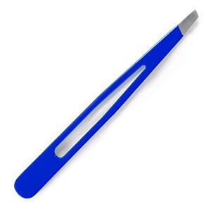 REFINE Professionelle italienische Pinzette mit abgeschrägter Spitze, blau, 9,5 cm