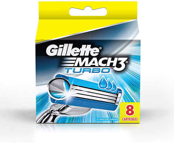 Gillette Mach3 Turbo Partaterät , 8 kpl