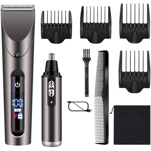 Tondeuse à cheveux pour hommes tondeuse à cheveux sans fil 2 en 1 Kit de tondeuse à cheveux pour le nez rechargeable étanche