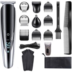 Tondeuse à cheveux électrique 5 en 1 pour hommes, tondeuse à barbe professionnelle, kit de toilettage sans fil