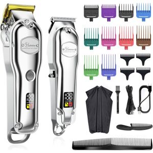 Pack: tondeuse à cheveux professionnelle + trimmer avec écran LCD, 14 buses