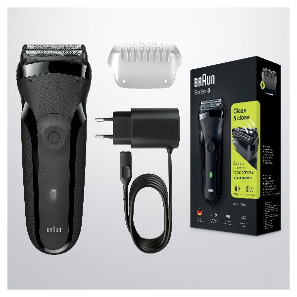 braun 3000bt  series 3 shave&style; 300bt rasoio da barba elettrico da uomo, nero