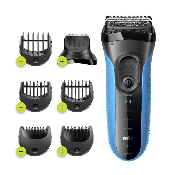 braun 3010bt  series 3 3010bt shave&style; rasoio elettrico barba, wet&dry; da uomo nero/blu