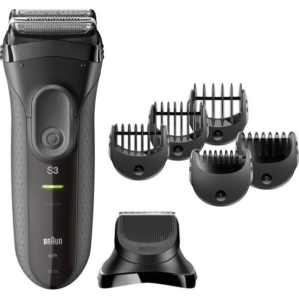 braun 3000bt rasoio elettrico barba e capelli impermeabile ricaricabile 3 in 1 con rifinitore e 5 pettini - 3000 bt serie 3 shave&style