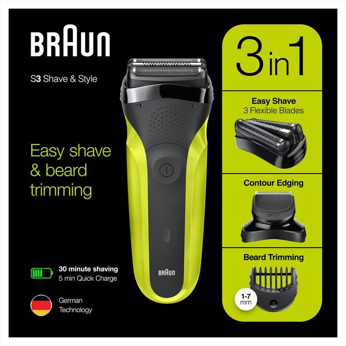 Braun Series 3 Shave&style; 300bt-nero/verde
