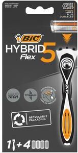 BIC Hybrid 5 Flex barberskraper + 4 hoder