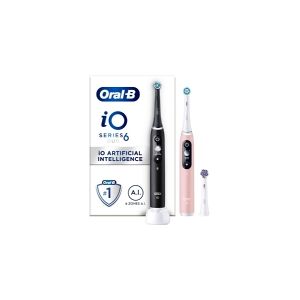 Oral-B iO Series 6 elektrisk tandbørste, dobbeltpakke, sort / pink