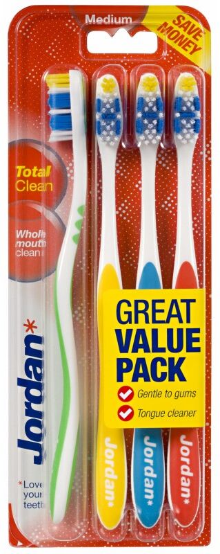 Jordan Total Clean Toothbrush Medium 4 kpl Hammasharja