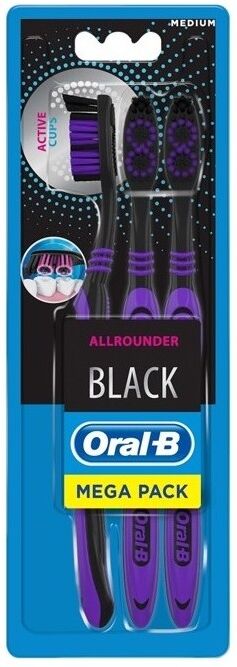 Oral-B Allrounder mustat hammasharjat Trio keskikovat 3 kpl Hammasharja