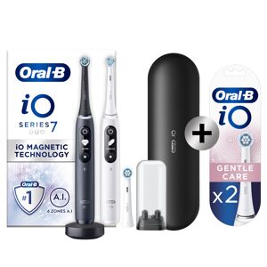 IO 7 pack 2 brosses à dents électriques avec 3 brossettes + 2 brossettes