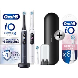 IO 8 pack 2 brosses à dents électriques avec 3 brossettes + 6 brossettes