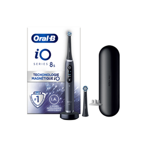 Oral B iO 8S Brosse A Dents Electrique Noire connectee Bluetooth, 2 Brossettes, 1 Etui De Voyage - Publicité