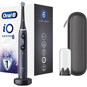 Oral-B iO 8 Édition Limitée Brosse À Dents Électrique Noire, 1 Manche Haut De Gamme connecté Bluetooth Avec Technologie Magnétique Révolutionnaire, 1 Brossette, 1 Étui - Publicité