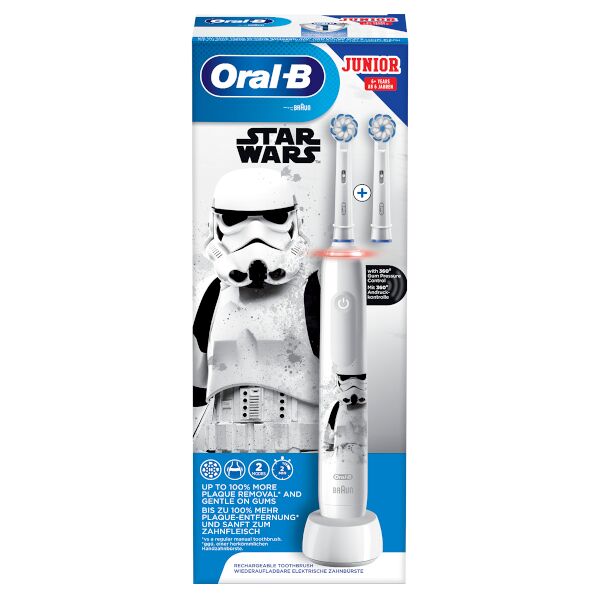 procter & gamble srl oral-b spazzolino elettrico ricaricabile junior star wars +6 anni, 2 testine, 1 spazzolino